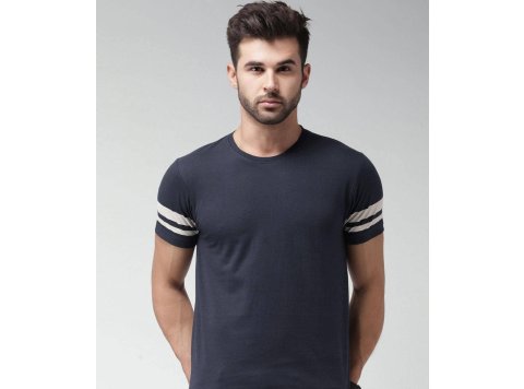Navy Blue T-Shirt, Round Neck, Short Sleeves